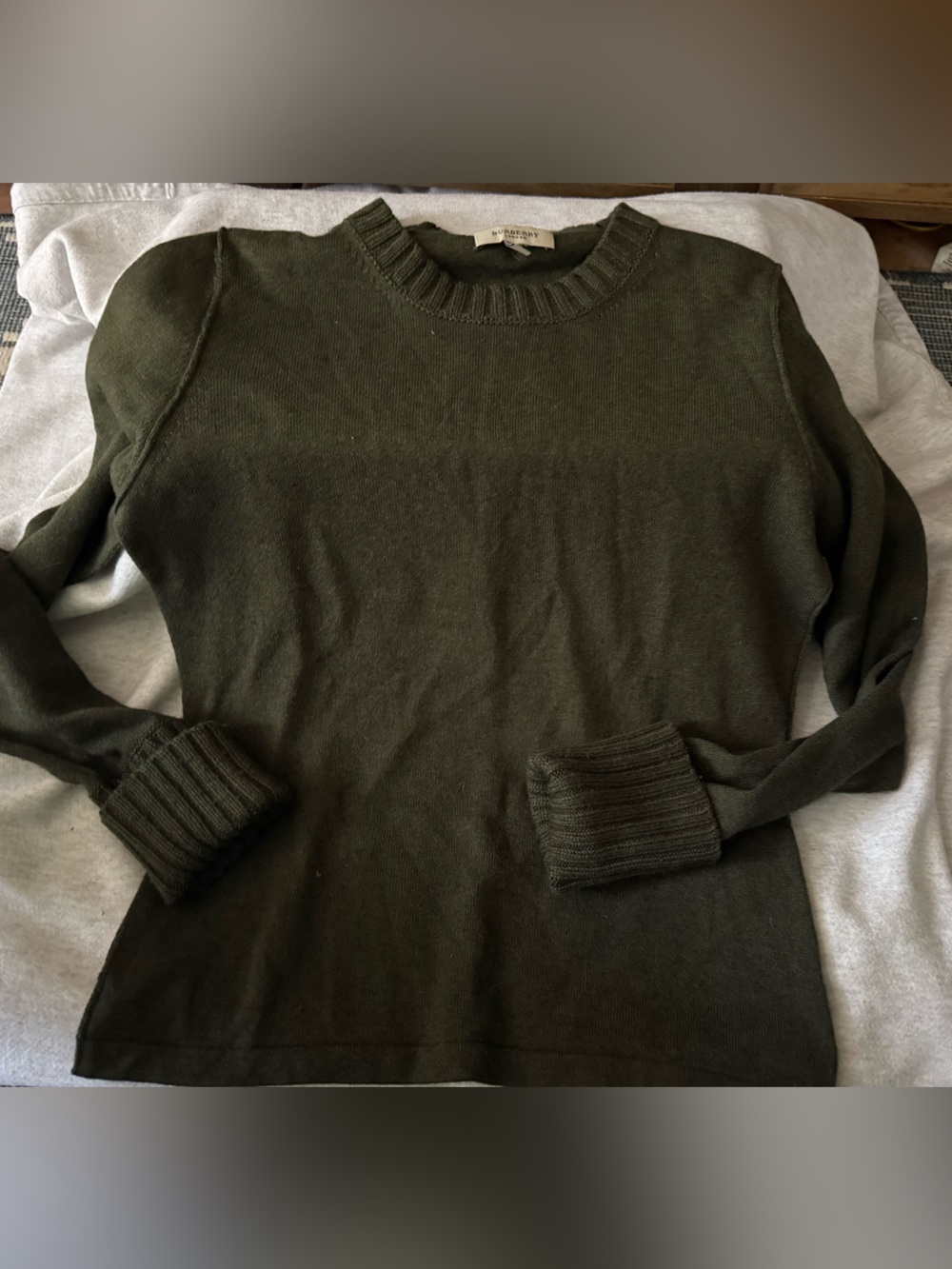 Burberry Olive Green Crewneck Sweater